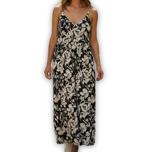A New Day Navy Floral Boho Cottagecore Maxi Dress XXL Smocked Back